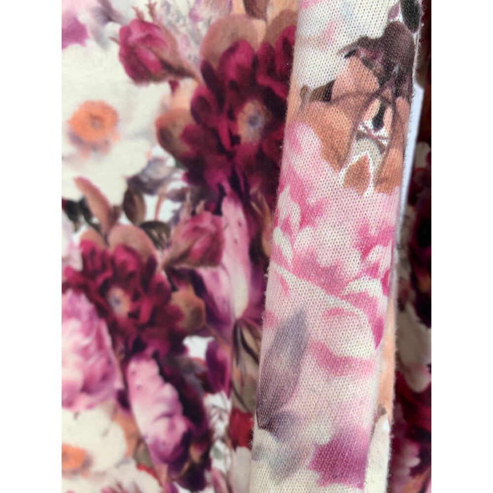 Soft Surroundings Top Womens Small Abstract Floral Print Cream Pink Long Sleeve - Picture 5 of 6